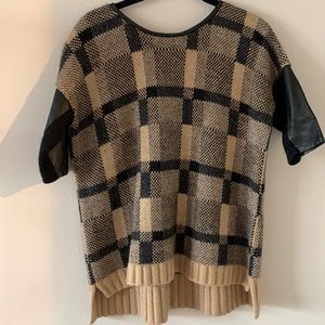 Club Monaco Leather Sleeve Sweater